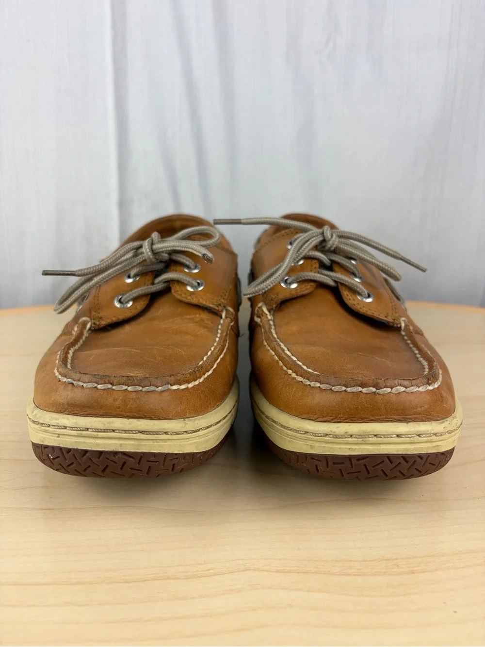 Sperry Top-Sider Men’s Brown Leather Mesh Boat Shoes Lace Up US 10